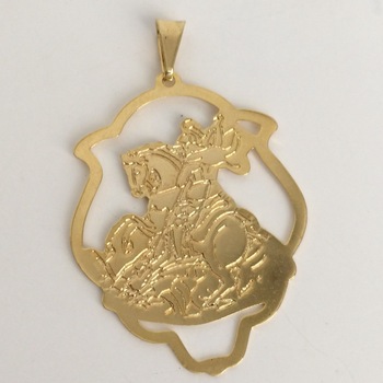 imagem Pingente Religioso São Jorge Banhado a Ouro 18k.