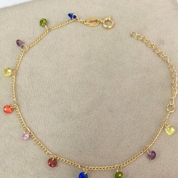 imagem Pulseira banhada a ouro 18 K com cristais coloridos