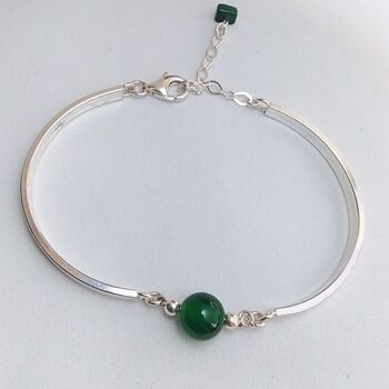 imagem Bracelete com pedra Ágata verde Prata 925