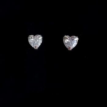 imagem Brinco Coração de zircônia P Prata 925