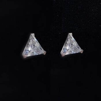 imagem Brinco Triângulo de zircônia P Prata 925