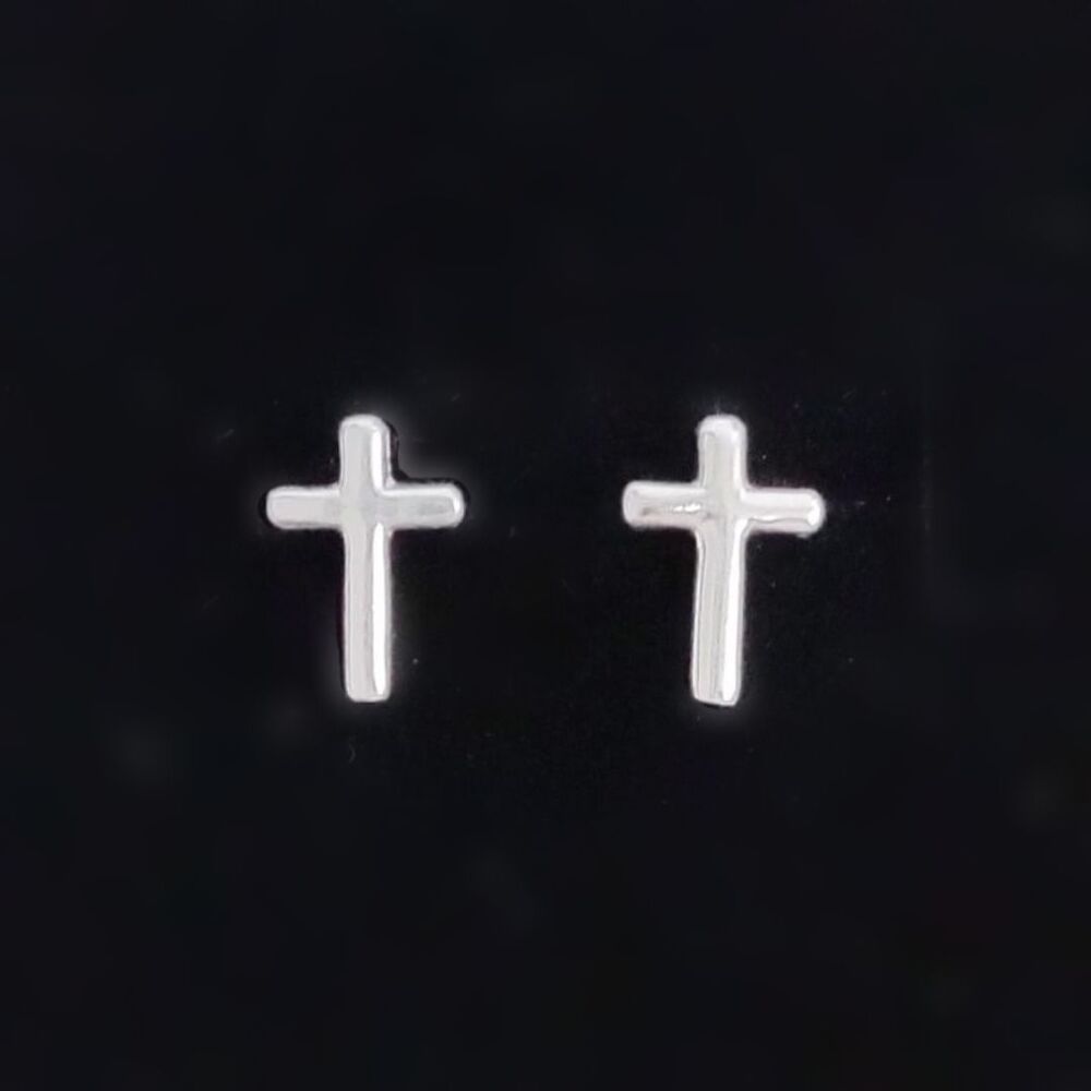 imagem Brinco cruz P Prata 925