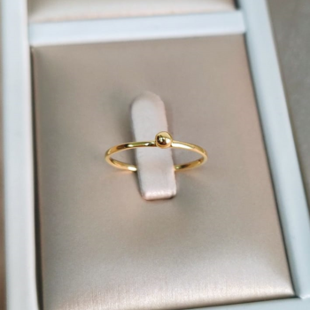 imagem Anel fino liso bolinha banhado a ouro 18k