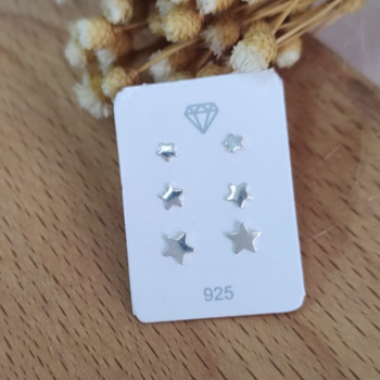 imagem Trio de estrelas chapa lisa prata 925