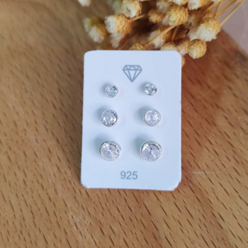 imagem Trio de zircônia  cravação inglesa 3,4,5mm prata 925