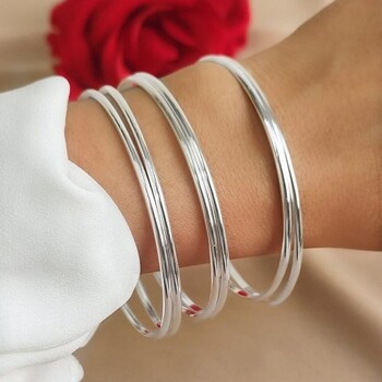 imagem Bracelete liso redondo prata 925